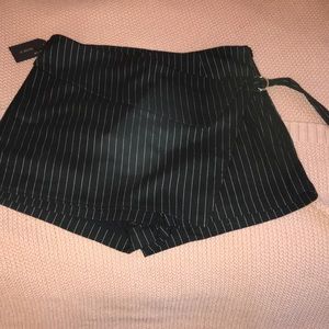 Black pinstripe wrap skirt SKORT